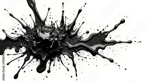 Black liquid splash on white background