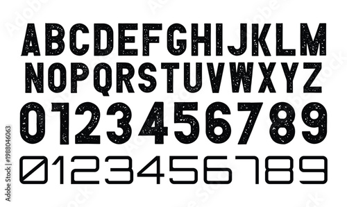 Textured Alphabet and Numbers Vector Pack for Vintage Branding and Bold Poster Design Layouts