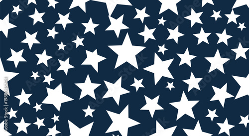 White Stars Pattern on Dark Blue Background