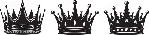 Crown illustrations vector graphic design featuring three distinct royal symbols, perfect for luxury branding, achievement awards, and kingly power concepts in various projects