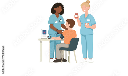 Professional Hospital Nurse Bundle for Healthcare Services and Medical Staff Support Flat Vector Illustration