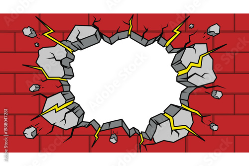 Cracked Wall with Lightning Bolts.