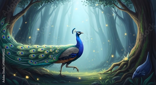 Beautifull Peacocks with Majestic Fantasy Background, made by Ai