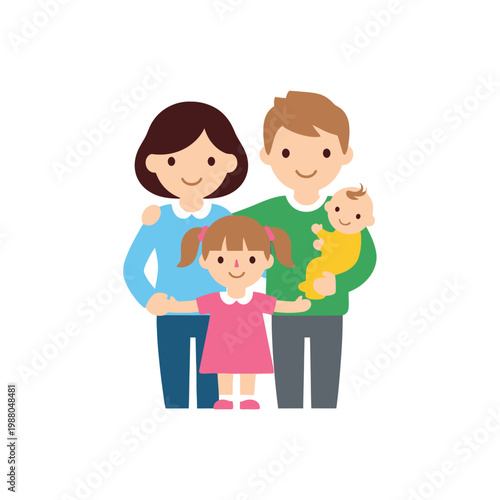 Happy Family Portrait: Parents, Daughter, and Baby Boy