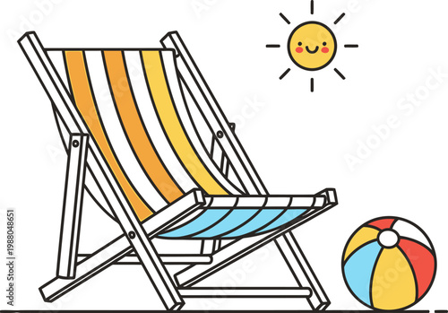 Summer Vacation Concept with Beach Chair and Ball