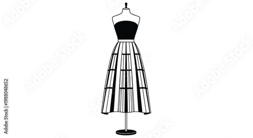 Fashion, dress, mannequin, vector, black and white, illustration, clothing, apparel, design, sketch