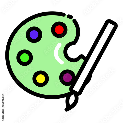 Hand drawn paint palette icon in doodle style, symbol of art, creativity and painting activity