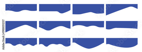 Photography Set of blue and white vector stickers and badges featuring the national flag of