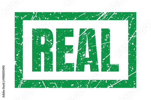 Real grunge rubber stamp green with distressed texture for quality guarantee and authenticity symbol.