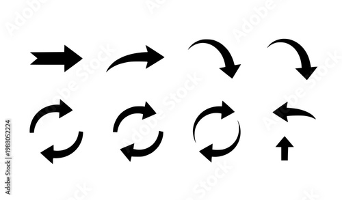 Black arrow vector set directional icons UI UX navigation pack