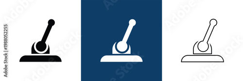 Control Lever Icon Solid and Outline Styles. Minimal control lever icons in solid and outline styles, symbolizing machinery operation, manual control, and industrial interface elements.