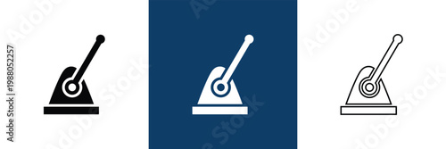 Control Lever Icon Solid and Outline Styles. Minimal control lever icons in solid and outline styles, symbolizing machinery operation, manual control, and industrial interface elements.