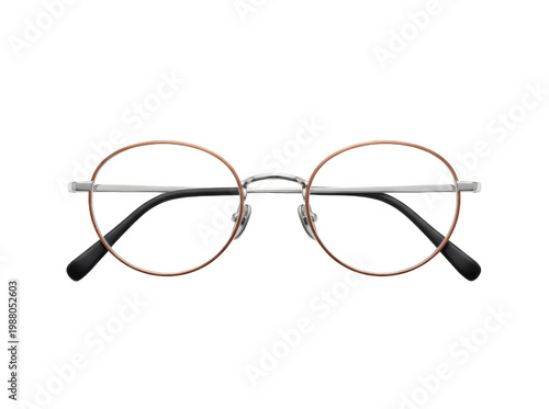 Round thin frame eyeglasses isolated accessory for vision