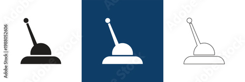 Control Lever Icon Solid and Outline Styles. Minimal control lever icons in solid and outline styles, symbolizing machinery operation, manual control, and industrial interface elements.