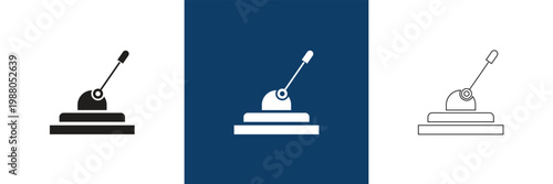 Control Lever Icon Solid and Outline Styles. Minimal control lever icons in solid and outline styles, symbolizing machinery operation, manual control, and industrial interface elements.