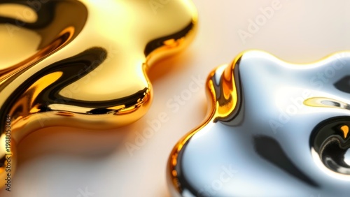 Abstract Gold and Silver Liquid Metal Forms