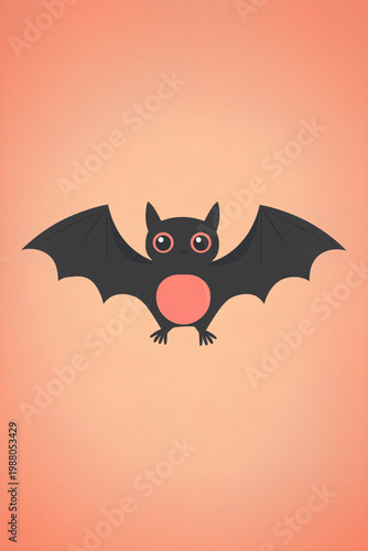 Cute cartoon bat flying on pastel background. Halloween concept.