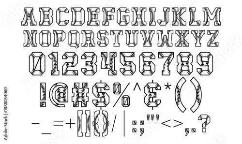 Geometric Outline Alphabet Numbers and Symbols Vector Set for Modern Branding and Graphic Design