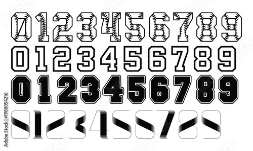 Multi Style Numbers Vector Set featuring Varsity Geometric and Ribbon Designs for Branding