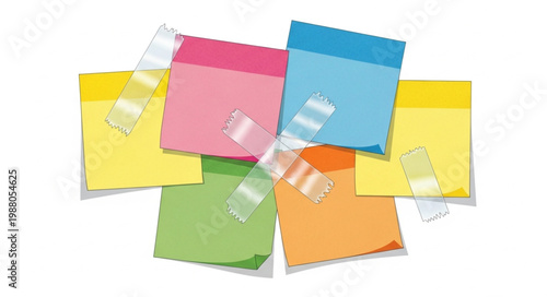Colorful sticky notes on white.