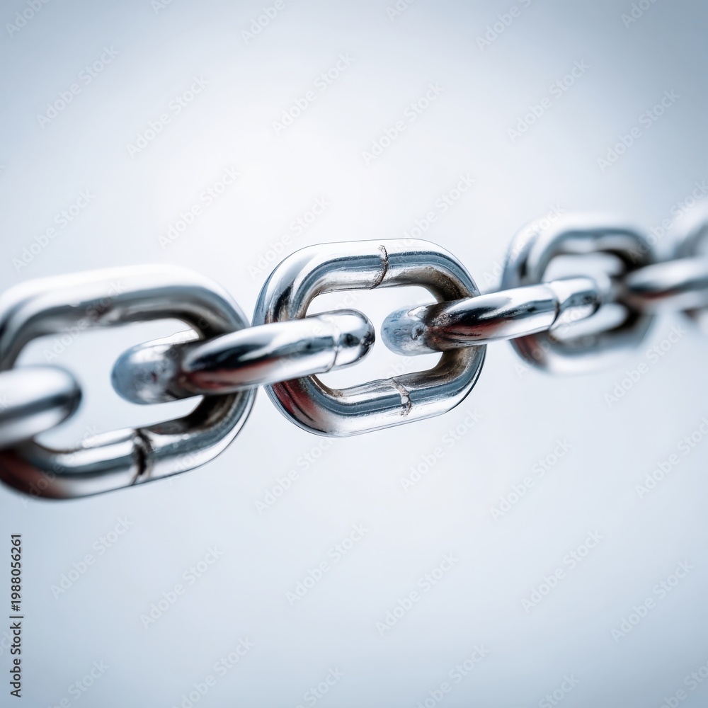 Fototapeta premium Close up of metallic chain link with smooth texture and soft lighting