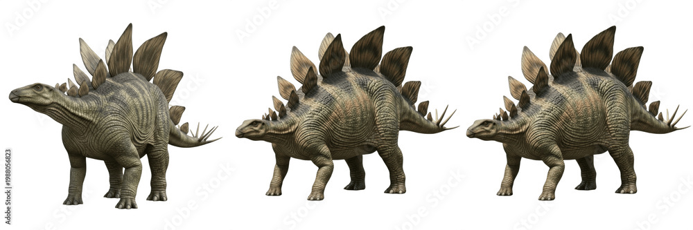 Fototapeta premium Realistic Stegosaurus Dinosaur Figure PNG - Prehistoric Jurassic Animal Isolated on Transparent Background for Education and Toy Design
