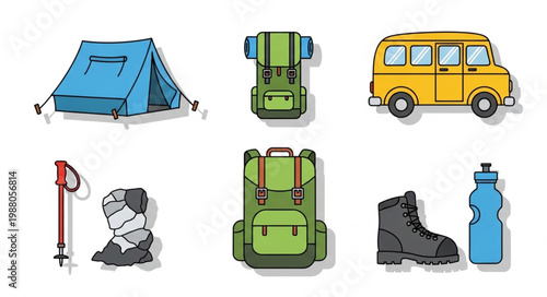 Camping and hiking gear collection for outdoor adventures.