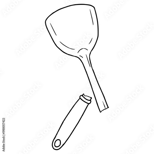 broken spatula illustration hand drawn outline vector
