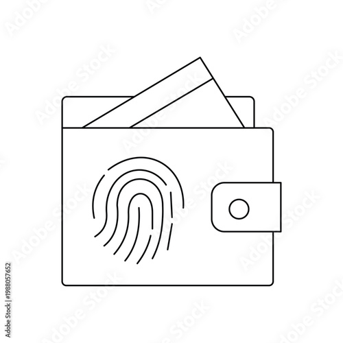 Digital wallet icon with fingerprint scan and credit card for secure biometric payment.Editable stroke, Vector illustration, Line art Icon, Symbols.
