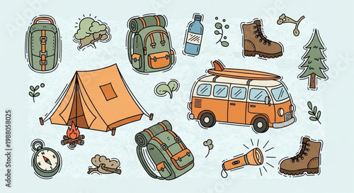 Camping and Outdoor Adventure Gear Collection.