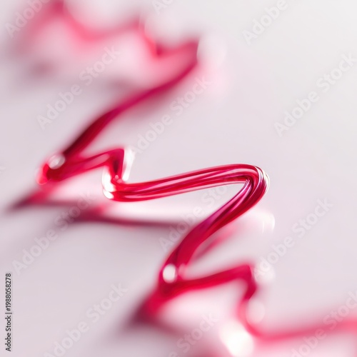 Close up view of a zigzag pattern created with pink wire or material highlighting curves and textures