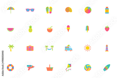 summer vacation essentials flat design vector illustration