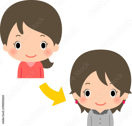 髪型と服装をイメージチェンジした女性