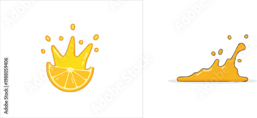 A vibrant illustration of a sliced orange with a splash effect, showcasing the essence of freshness in a minimalist design