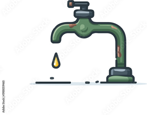 A rusty hinge being oiled with a single golden drip and grey metal textures in a minimalist 2D design, showcasing the process of restoration and repair artistry