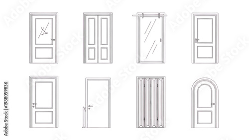 Collection of various modern interior and exterior door designs