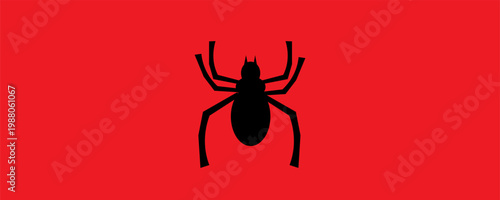 Spider Web Vector With Spider, Black silhouette