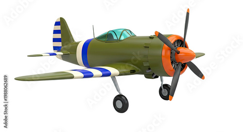 Cartoon P-47 Thunderbolt Airplane