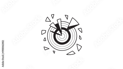 Shattered Target Icon Broken Aim and Failed Objective Concept Vector for Business Disruption and Error Analysis