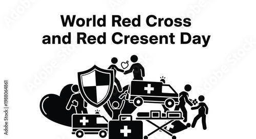 World Red Cross and Red Crescent Day vector graphic illustration for humanitarian aid and emergency response