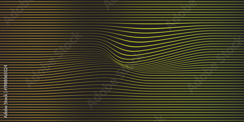 Lines abstract background black and colorful waves pattern. Abstract background. Optical illusion, wavy thin lines.