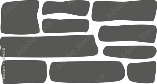A collection of neutral gray hand-drawn rectangles in multiple sizes. These understated shapes are excellent for secondary UI buttons, background panels, and creating subtle, non-distracting wireframe