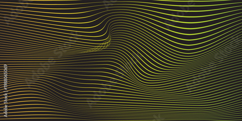 Lines abstract background black and colorful waves pattern. Abstract background. Optical illusion, wavy thin lines.