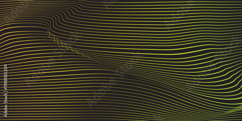 Lines abstract background black and colorful waves pattern. Abstract background. Optical illusion, wavy thin lines.