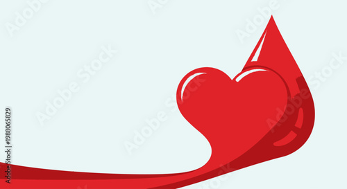 World Red Cross Day illustration of a red heart with a blood drop symbolizing donation and life