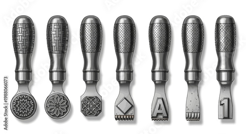 Collection of Metal Leather Crafting Stamps Tools