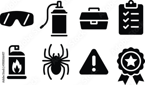Black glyph icons set graffiti danger and security elements