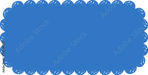 Scalloped edge frame, wavy wiggle border, label. Retro curve stamp, badge.