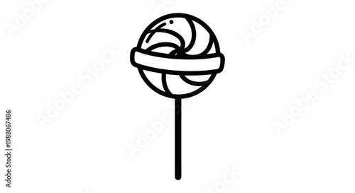 Lollipop, candy icon, sweet treat, black line art
