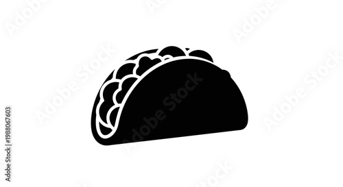 Taco icon, food illustration, Mexican cuisine symbol, black silhouette